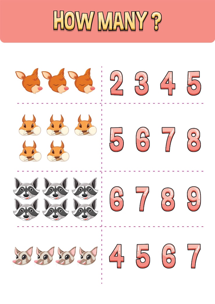 Free Vector worksheet design for counting numbers