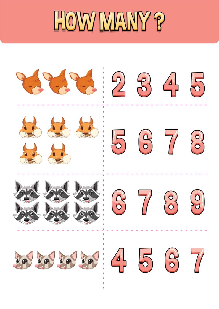 Free Vector worksheet design for counting numbers