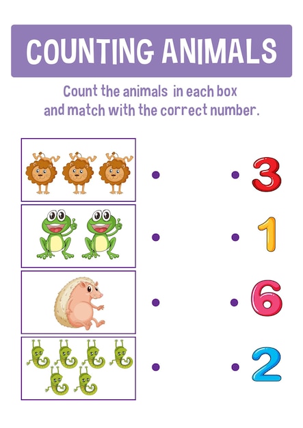 Worksheet design for counting numbers