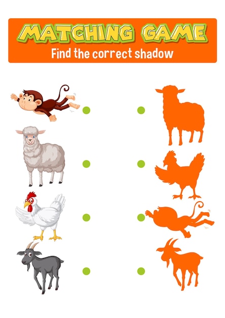 Free vector worksheet design for matching shadow