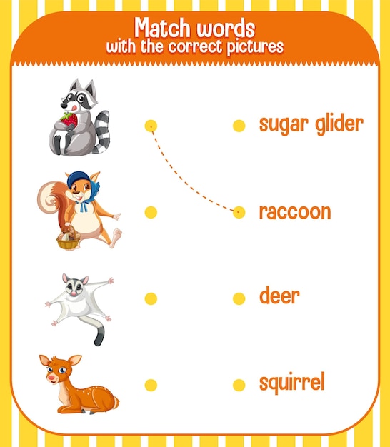 Worksheet design for matching words