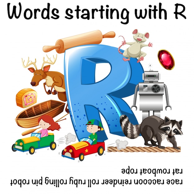 Free vector worksheet design for words starting with r