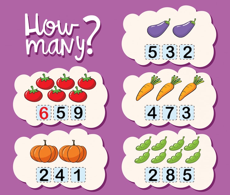 Free Vector worksheet template for counting how many