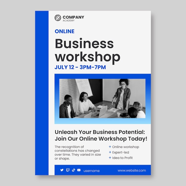 Workshop flyer template design