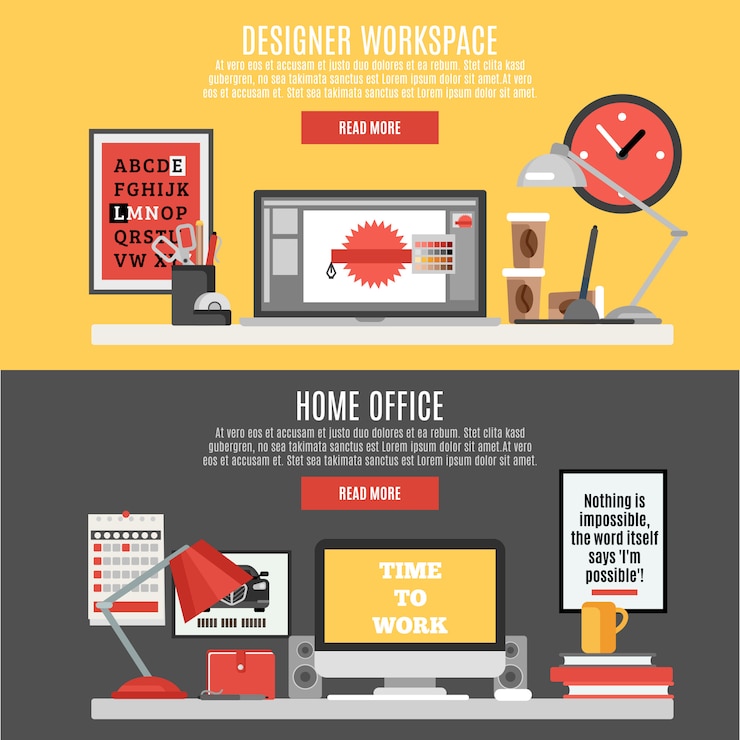 Free Vector workspace banner set