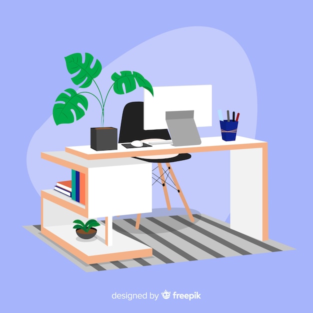 Workspace concept in flat design