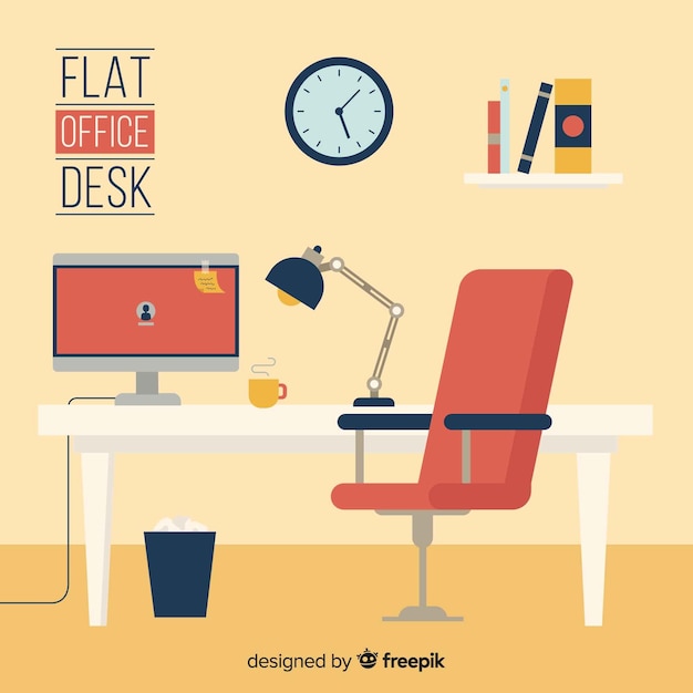 Workspace concept in flat design