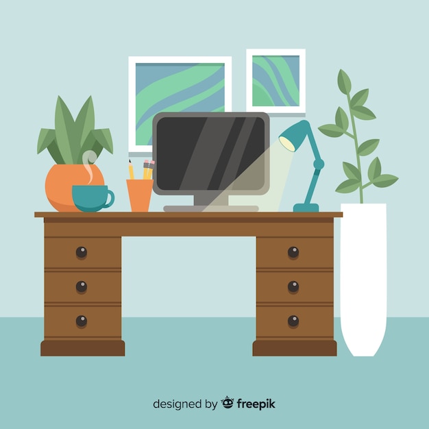 Free vector workspace concept in flat design