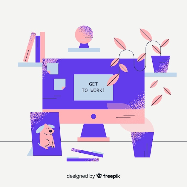 Workspace concept in flat design