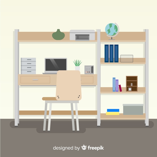 Workspace concept in flat design