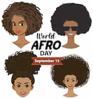 Vettore gratuito giornata mondiale dell'afro 15 settembre banner design