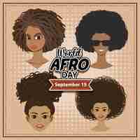 Free vector world afro day september 15 banner design