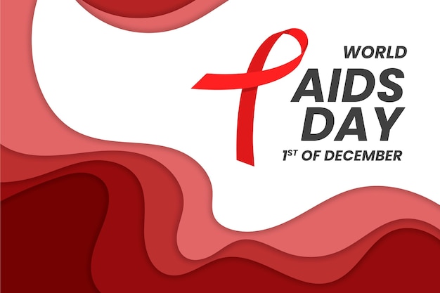 Free vector world aids day awareness in paperstyle