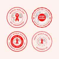 Free vector world aids day badge collection