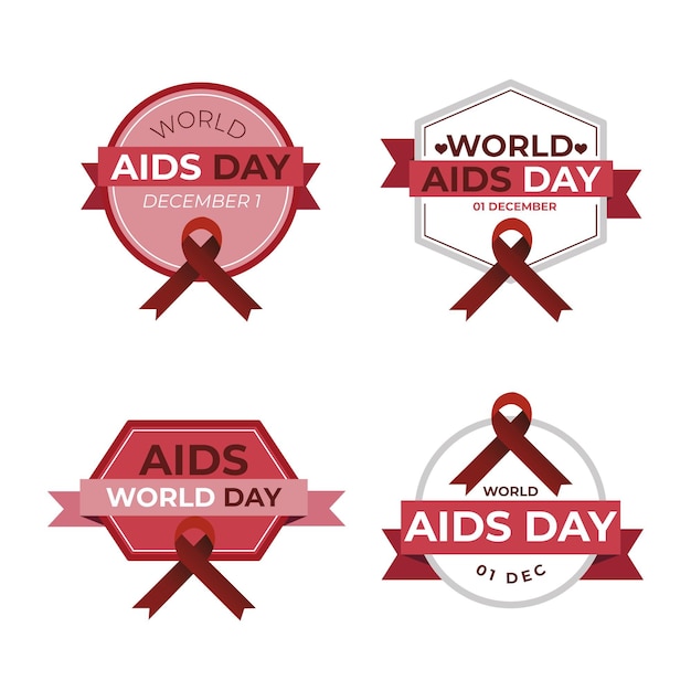 Collezione di badge per la giornata mondiale contro l'aids