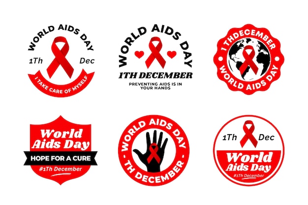 World aids day badges concept