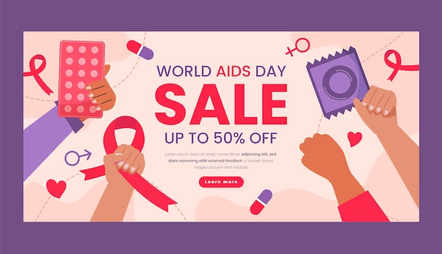 世界エイズデー水平販売バナーテンプレート