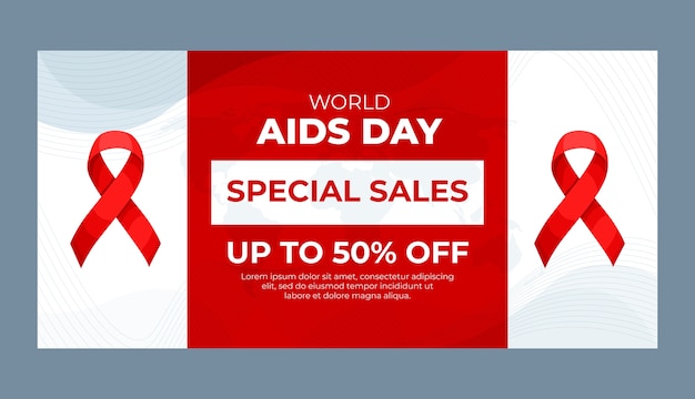 Free vector world aids day horizontal sale banner template