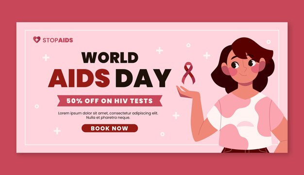 World aids day horizontal sale banner template