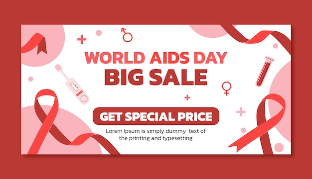 World aids day horizontal sale banner template