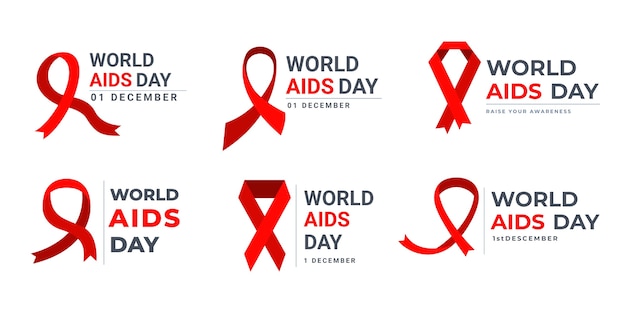 Free vector world aids day labels collection