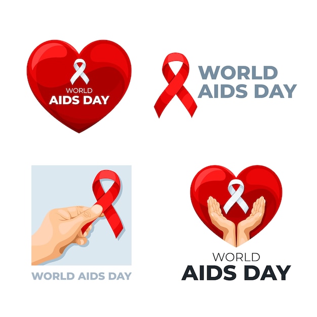 World aids day labels collection