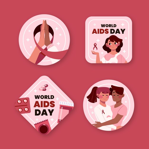 Free vector world aids day labels collection