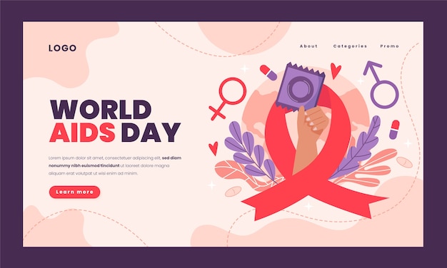 Modello di pagina di destinazione della giornata mondiale contro l'aids