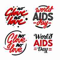 Free vector world aids day lettering quotes