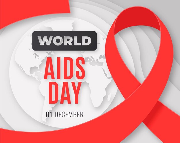 World aids day in paper style background