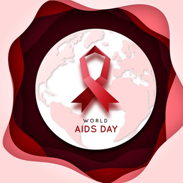 Vettore gratuito giornata mondiale contro l'aids in stile cartaceo