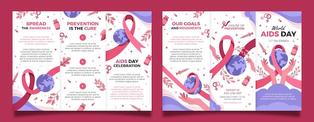 Vettore gratuito modello di brochure aziendale per la memoria della giornata mondiale contro l'aids