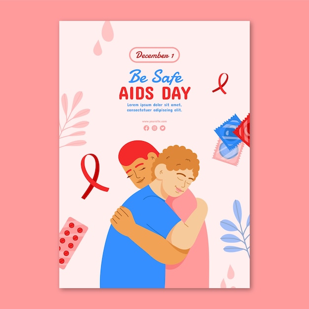 World aids day remembrance vertical poster template