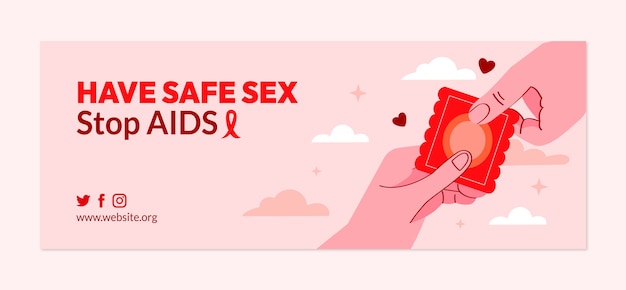 Vettore gratuito modello di copertina dei social media della giornata mondiale contro l'aids