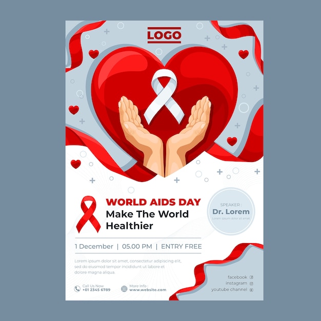 World aids day vertical poster template