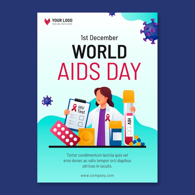 Modello di poster verticale per la giornata mondiale dell'aids