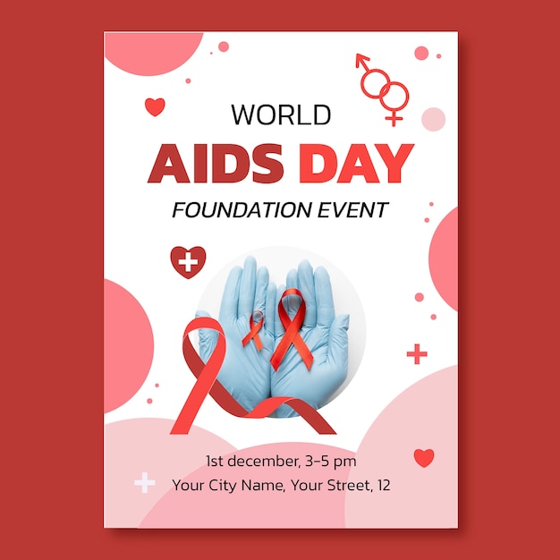 Шаблон вертикального плаката всемирного дня борьбы со СПИДом