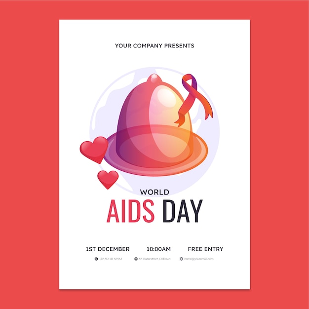 Vettore gratuito modello di poster verticale per la giornata mondiale dell'aids