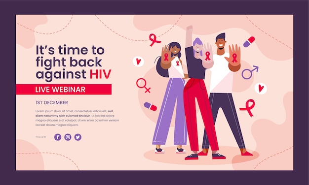 Free vector world aids day webinar template