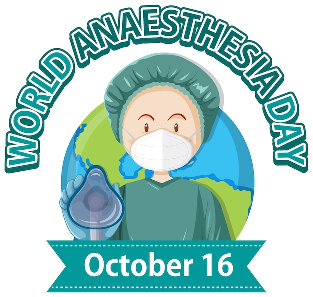 Vettore gratuito concetto di logo della giornata mondiale dell'anestesia