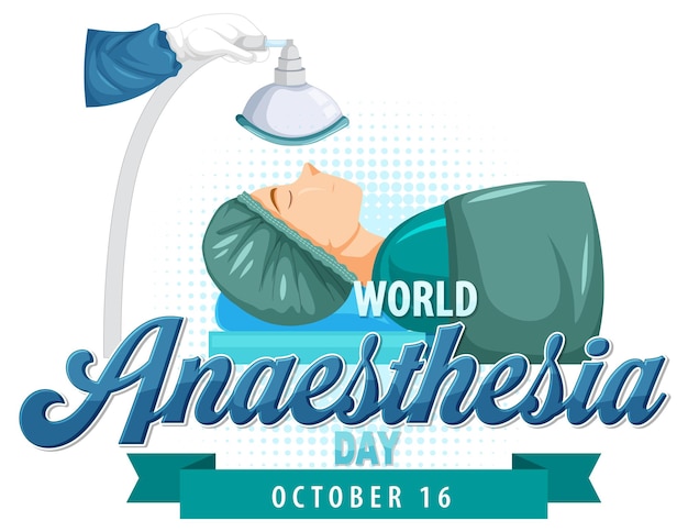 Vettore gratuito design del logo della giornata mondiale dell'anestesia