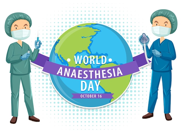 Vettore gratuito design del logo della giornata mondiale dell'anestesia