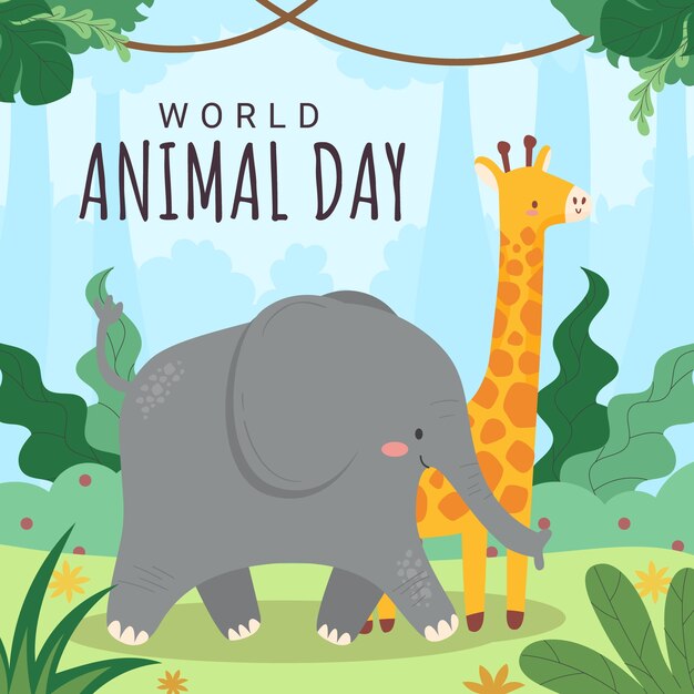 世界動物の日フラットなデザイン イラスト