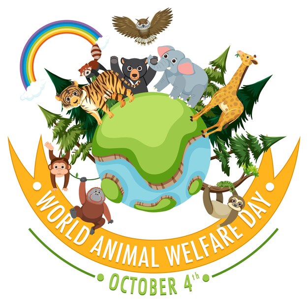 World Animal Welfare Day Concept Vector