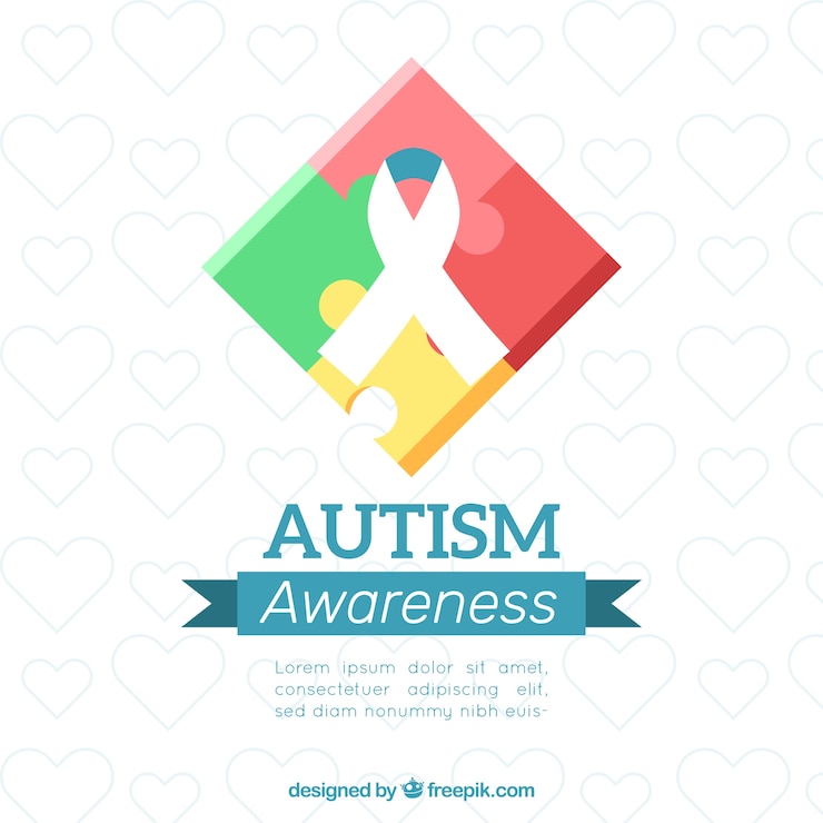 Free Vector world autism day background with puzzle pieces in flat style
