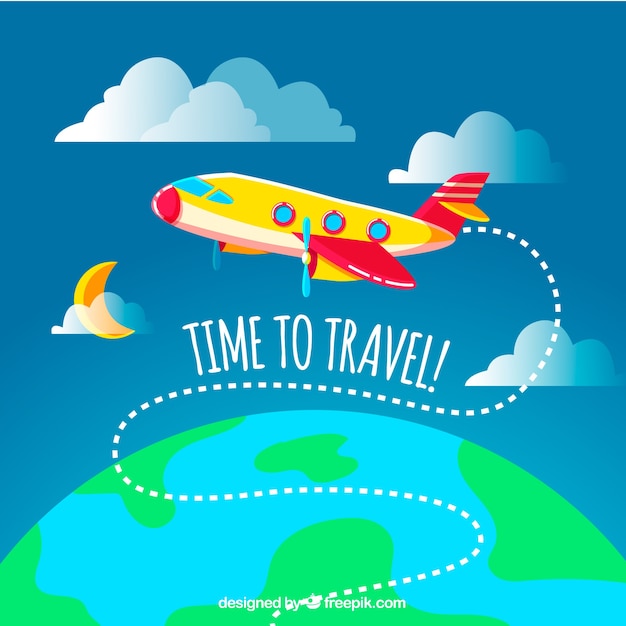 Free vector world background and airplane