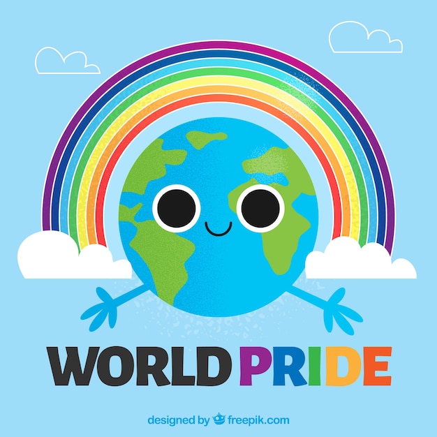 World background with pride day rainbow