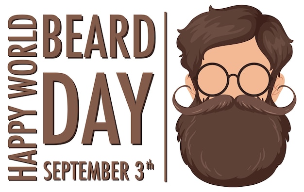 Бесплатное векторное изображение Баннер всемирного дня бороды 3 сентября