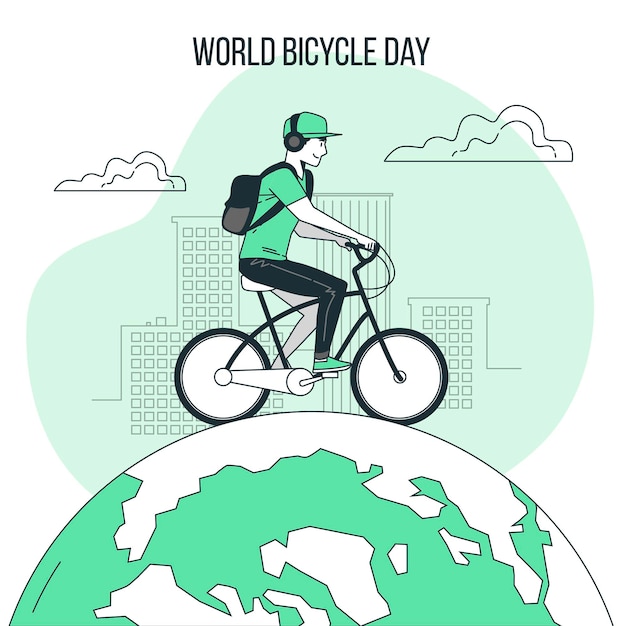 Free vector world bicycle day concept illustration