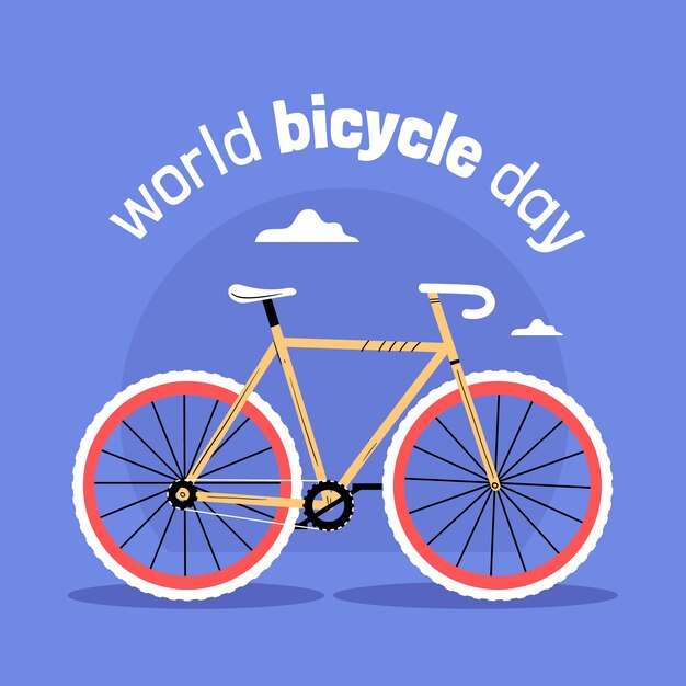 세계 자전거의 날 손으로 그린 평면 그림
